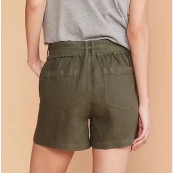 LOFT Lou & Gray Army Green Linen Shorts with Belt. NWT. - Picture 2 of 6